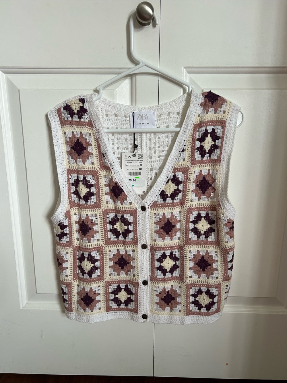 Zara White Crochet Vest